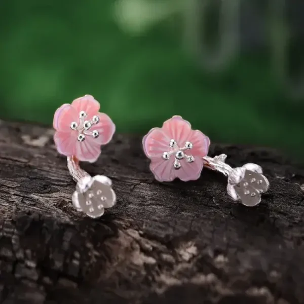 Boucle D’oreille Fleur Rose Argent 925 sterling pour femme ou fillette.