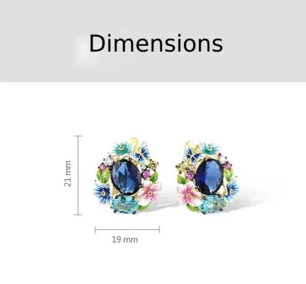 Boucles D’oreilles fleurs et Pierre Bleue femme argent.