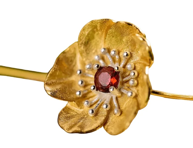 Boucle Doreille Fleurs Dorees a Tige Pendantes