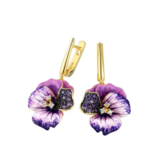 Boucles Doreilles Violettes Argent 925