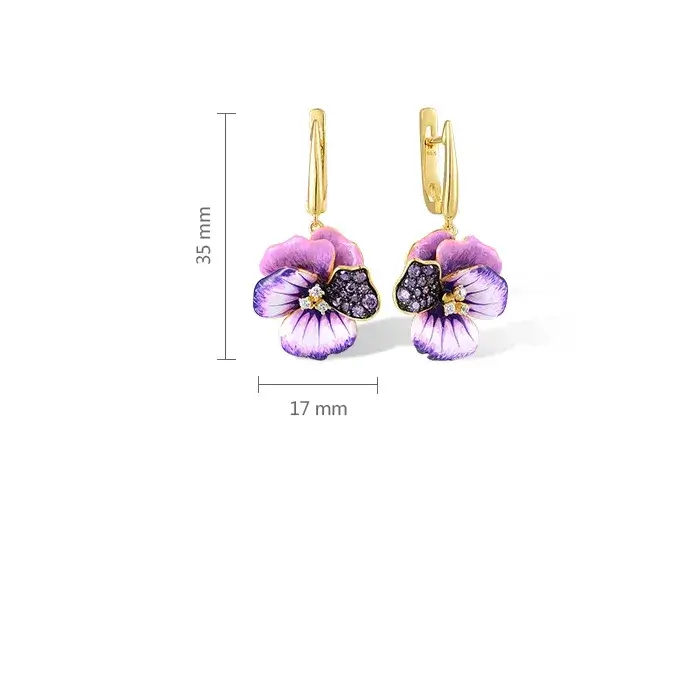 Boucles Doreilles Violettes Femme Zirconium